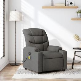Massage recliner chair dark grey 100% polyester, metal, plywood
