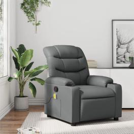 Massage recliner chair grey faux leather standard
