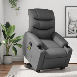 Stand up massage recliner chair gray faux leather