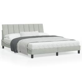 Bed frame without mattress "hanko" light gray 59.8"x79.9" velvet