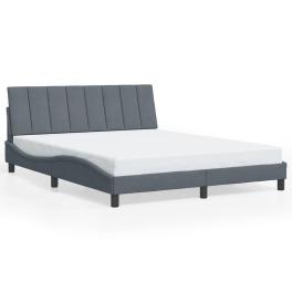 Bed frame without mattress "hanko" dark gray 59.8"x79.9" velvet