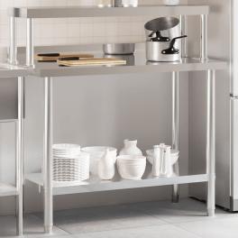 Kitchen work table with overshelf 43.3"x21.7"x47.2" stainless steel