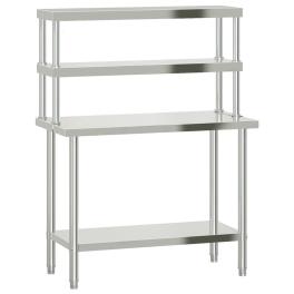Kitchen work table with overshelf 43.3"x21.7"x59.1" stainless steel