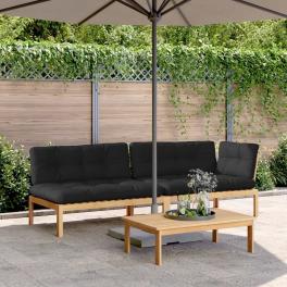 Pallet sofa set black solid acacia wood large modular