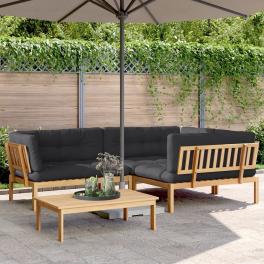 Pallet sofa set anthracite solid acacia wood medium modular