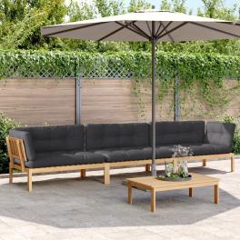 Pallet sofa set anthracite solid acacia wood modular