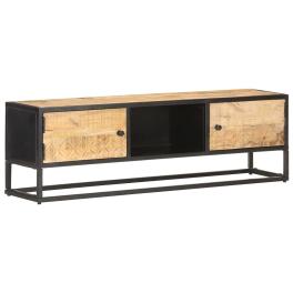 Tv stand with carved door 51.2"x11.8"x15.7" rough mango wood