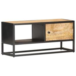 Tv cabinet natural mango wood, black iron