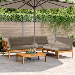 Patio pallet sofa set taupe & natural wood