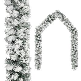 Christmas garland green with white snow flocking pvc 16.4 ft length