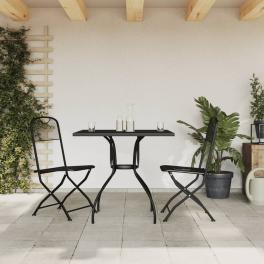 Garden dining set anthracite expanded metal mesh compact foldable