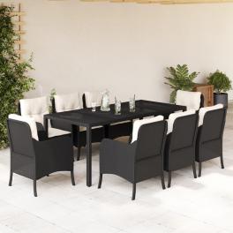 Garden dining set black pe rattan large removable covers