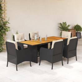 Garden dining set black, brown, cream white