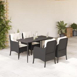 Garden dining set black pe rattan 5-piece set for 4 people