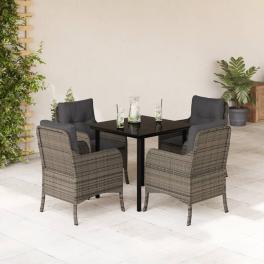 Garden dining set grey and black