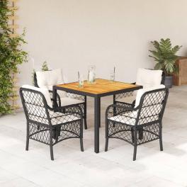 Garden dining set black and cream white