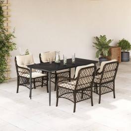 Garden dining set brown, cream white, black
