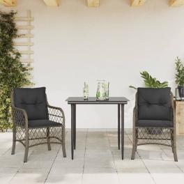 Bistro set grey pe rattan compact removable covers bistro set