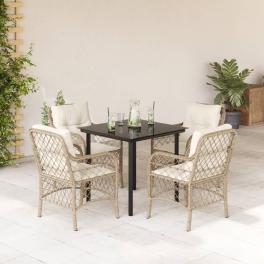 Garden dining set beige, black, cream white