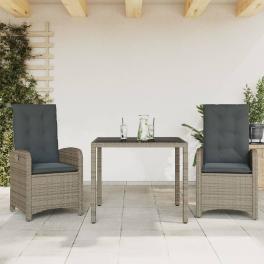 Garden dining set grey poly rattan standard adjustable armrests
