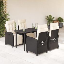 Garden dining set black pe rattan medium removable covers
