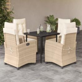 Garden dining set beige, black