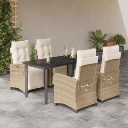 Garden dining set beige, black, cream white