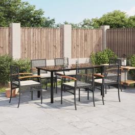 Garden dining set black pe rattan medium uv-resistant materials