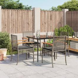 Garden dining set grey pe rattan uv-resistant materials