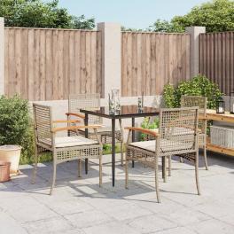 Patio dining set beige pe rattan medium removable covers