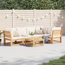 Garden lounge set natural wood solid acacia wood medium modular