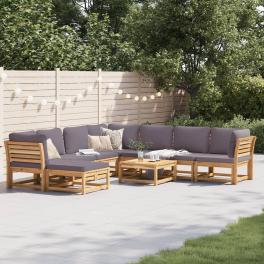 9 piece patio lounge set with cushions solid wood acacia