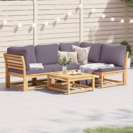 5 piece patio lounge set with cushions solid wood acacia
