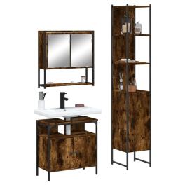 Bathroom furniture set smoked oak engineered wood medium