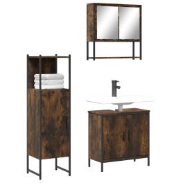 Bathroom furniture set smoked oak engineered wood standard