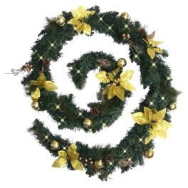 Christmas garland green and gold pvc 8.9 feet christmas garland