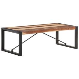 Coffee table brown and black solid acacia wood 47.2x23.6x15.7 in