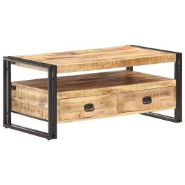 Coffee table brown and black rough mango wood, steel