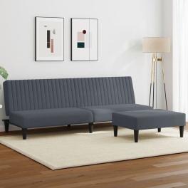 Sofa set dark grey velvet (100% polyester) standard