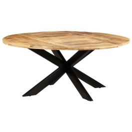 Dining table brown rough mango wood, powder-coated steel large