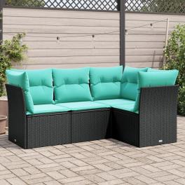 Garden sofa set black pe rattan medium modular garden sofa set