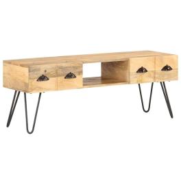 Tv cabinet natural mango wood solid mango wood, iron