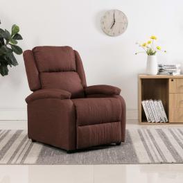 Recliner chair brown fabric standard adjustable footrests