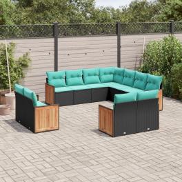 Patio sofa set black sofa with blue cushions