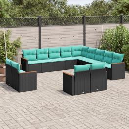 Patio sofa set black pe rattan large modular outdoor sofa set