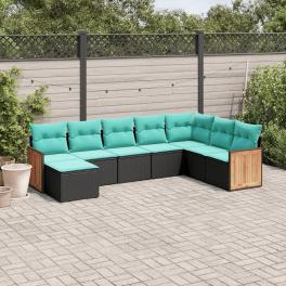 Garden sofa set black pe rattan large adjustable feet