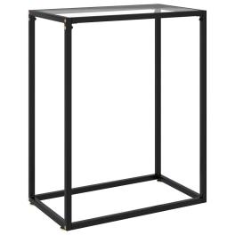 Console table transparent tempered glass, powder-coated steel
