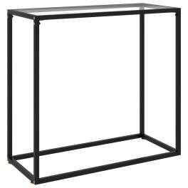 Console table transparent, black toughened glass, powder-coated steel