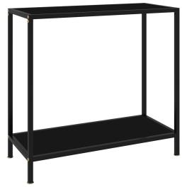 Console table black tempered glass & powder-coated steel medium