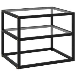 Console table clear, black tempered glass, powder-coated steel
